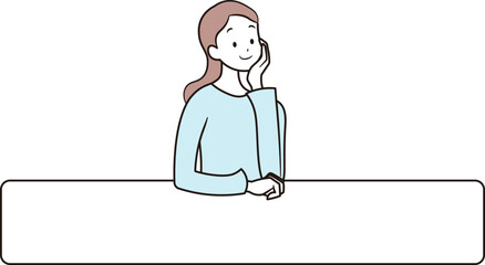 吹き出しと考えるアジア人女性のイラスト素材