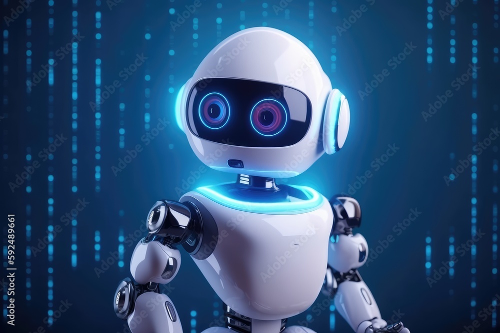 Aufkleber cute robot character. chatbot for social media chat. distinct generative ai image.