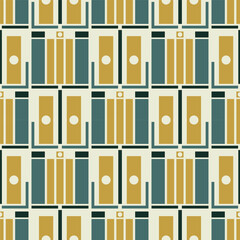 Abstract geometric patchwork colorful vintage pattern. Vector abstract geometric shape seamless pattern background. Abstract geometric pattern use for fabric, home decoration elements, upholstery.