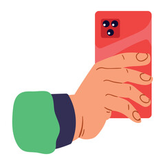 hand using red smartphone