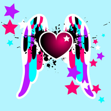 Cute Grungy Myspace Emo Inspired Heart With Wings