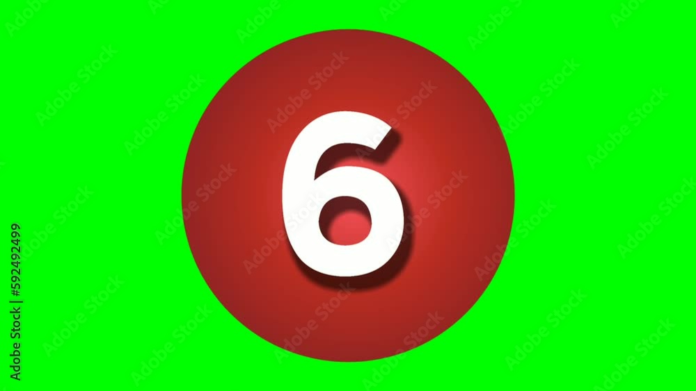 Poster animation countdown cartoon number ten 10 to one 1 motion graphics on green screen, numbers in red c