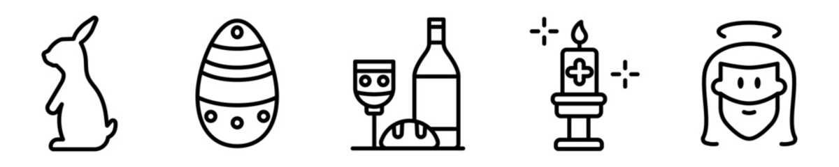 Conjunto de iconos de pascua. Ilustración vectorial