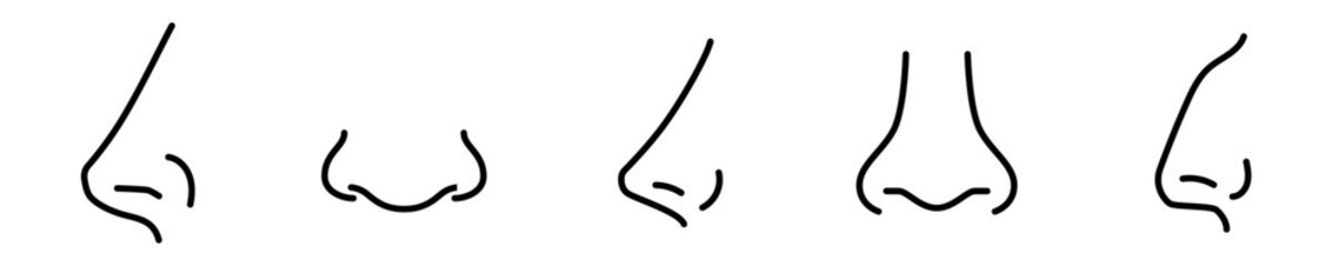 Conjunto de iconos de nariz de diferentes estilos. Ilustración vectorial