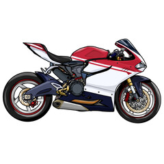 Illustration of a Modified Superbike Four Cyllinder Engine Motorcycle With Transparent Background