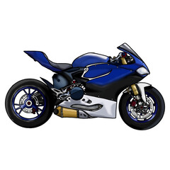 Illustration of a Modified Italian Superbike Four Cyllinder Engine Motorcycle With Transparent Background