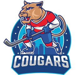 Cougar Ice Hockey Sport Logo