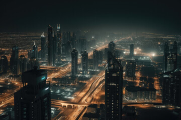 dubai in the night created with Generative AI technology