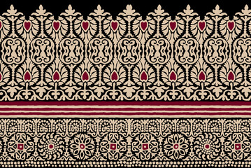 Textile Digital motif design luxury ornament ikat ethnic baroque pattern set of damask decor border handmade artwork abstract vintage Turkish Indian classical texture retro style flower detailed print
