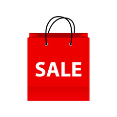 Sale on red shopping bag