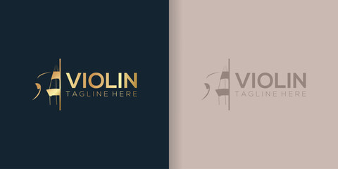 Violin orchestra fiddle music silhouette logo design vector icon - obrazy, fototapety, plakaty