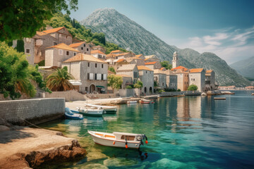 Fototapeta na wymiar old town of kotor country created with Generative AI technology