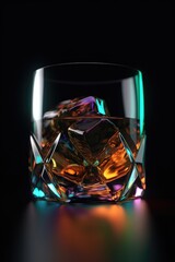 Glass with alcohol and ice. generative ai