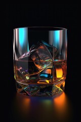 Glass with alcohol and ice. generative ai