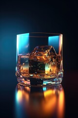 Glass with alcohol and ice. generative ai