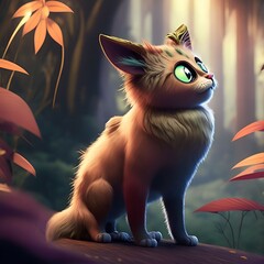 fantasy cat in the forest