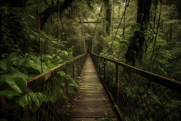 bridge in the forest created with Generative AI technology