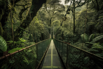 Plakat bridge in the forest created with Generative AI technology