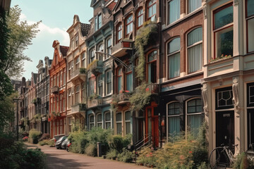 Fototapeta na wymiar city canal houses at amsterdam Generative AI, Generativ, KI, 