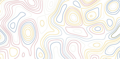 Topographic map abstract colorful height lines on white background ,vector
