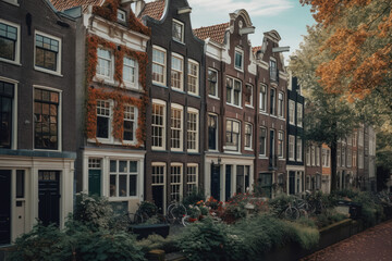 city canal houses at amsterdam Generative AI, Generativ, KI, 