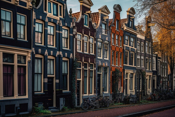Obraz premium city canal houses at amsterdam Generative AI, Generativ, KI, 