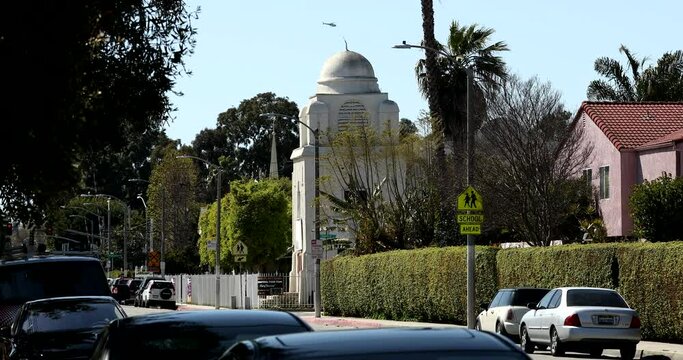 Afternoon view of a church in downtown Compton, California, USA.