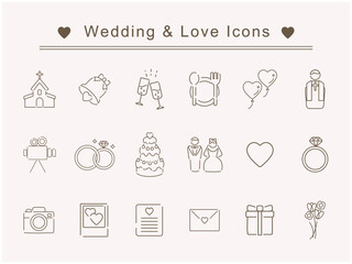 set of wedding and love icons