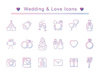 set of wedding and love icons