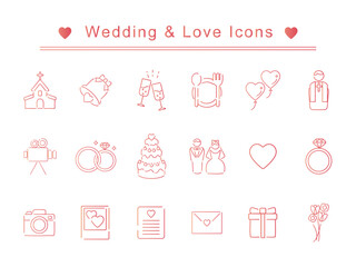 set of wedding and love icons 