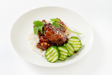 rice with pork and sauce