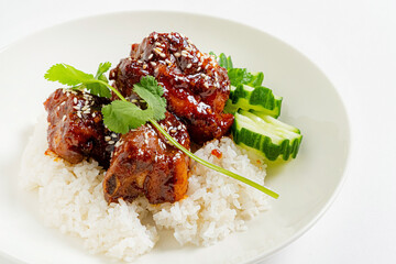 rice with pork and sauce