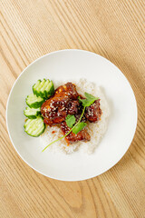 rice with pork and sauce