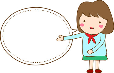 doodle Frame for text with a girl