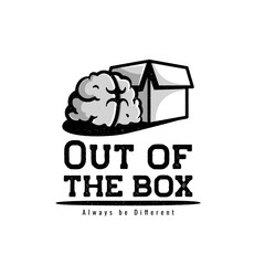 brain beside the box for creativity studio and creative industry logo design