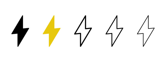 Flash thunder power vector icons set