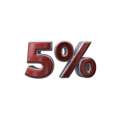 5 Percent 3D render transparent background