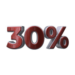 30 Percent 3D render transparent background