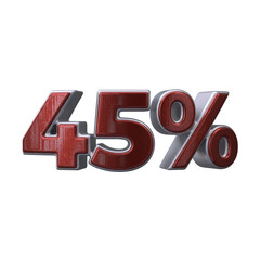 45 Percent 3D render transparent background
