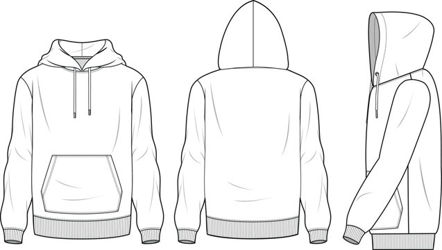 Hoodie technical sketch template Royalty Free Vector Image