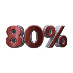 80 Percent 3D render transparent background