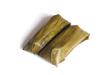 Lontong isolated on white background