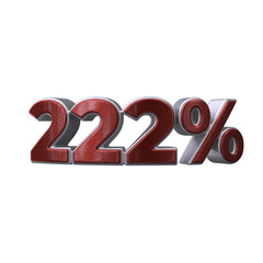 222 Percent 3D render transparent background