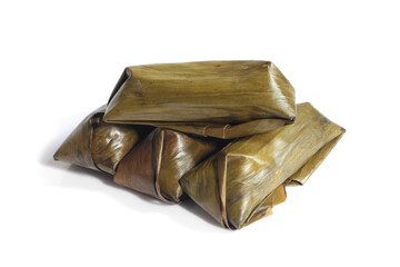 Lontong isolated on white background