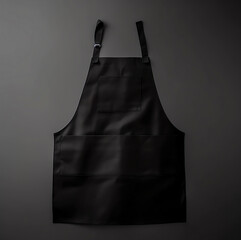 Mockup of a blank empty black apron hanging on a wall, for shop branding identity, generative ai