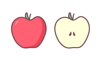 Apple doodle sketch illustration. Vector hand drawn outline fruit doodle icon. Watercolor effect