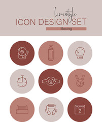 Linestyle Icon Design Set Boxing