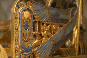 Golden Throne of Tutankhamun at The Egyptian Museum in Cairo, Egypt