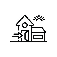 Black line icon for inside