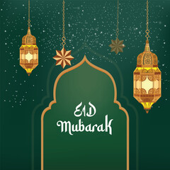 Eid Mubarak card vector design art background Eid greetings card template modern social media post banner text greetings card design
